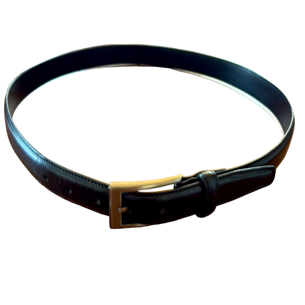 Black leather Belt Silver Buckle Dressy 36/90